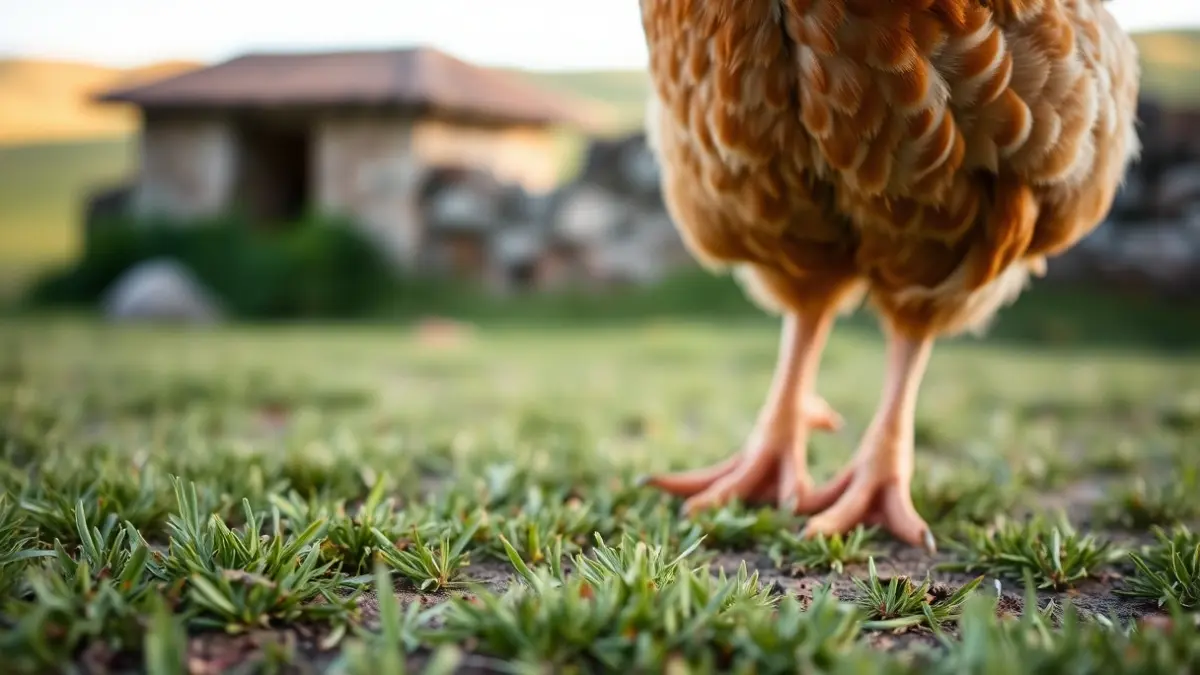 Imaxe xenérica de galiñas en liberdade nun campo galego.