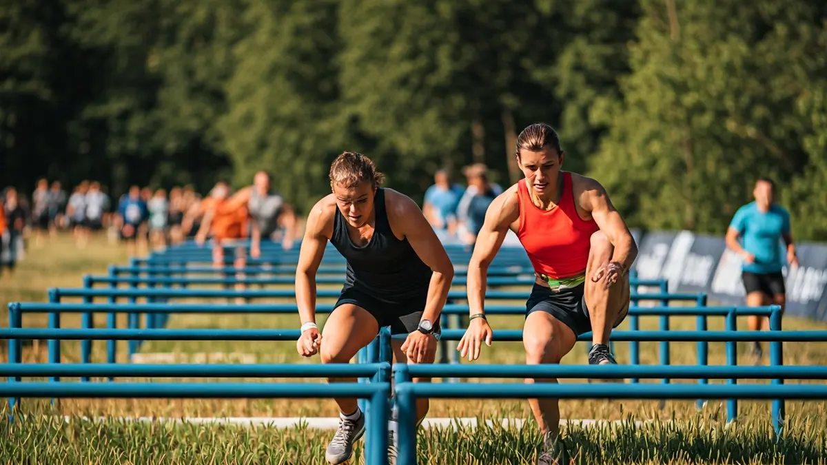 Imaxe xenérica de atletas superando obstáculos nunha competición de resistencia.