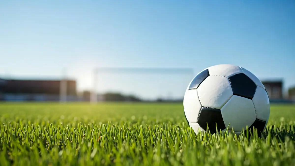 Imaxe xenérica dun balón de fútbol sobre a herba dun campo.