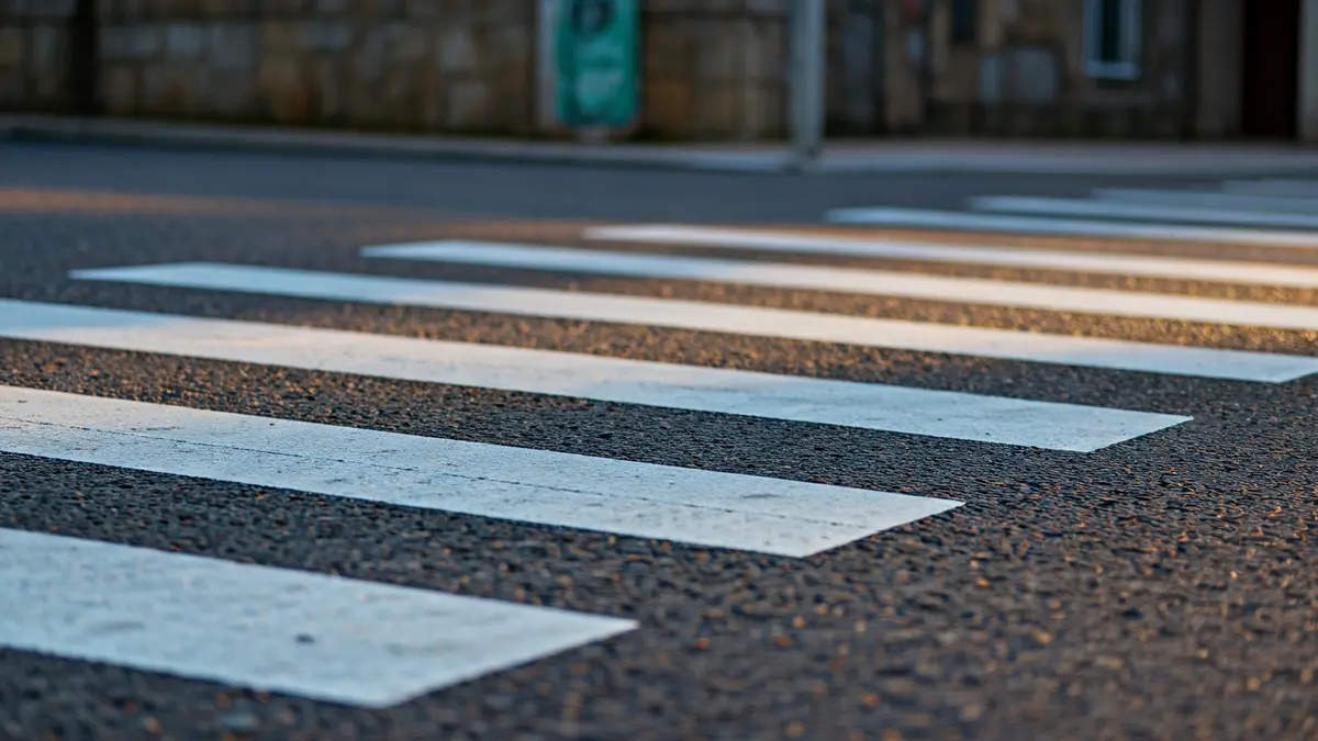 Imaxe xenérica dun paso de peóns iluminado, destacando a seguridade viaria.