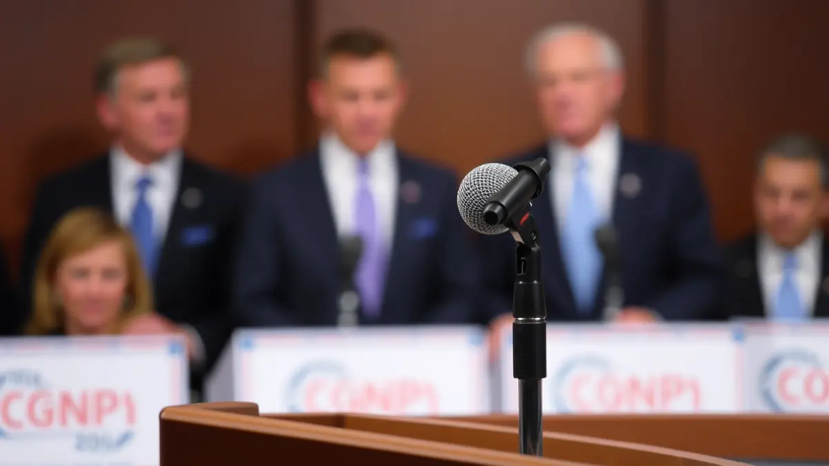 Imagen genérica de un micrófono en un podio, simbolizando un debate político o una rueda de prensa.