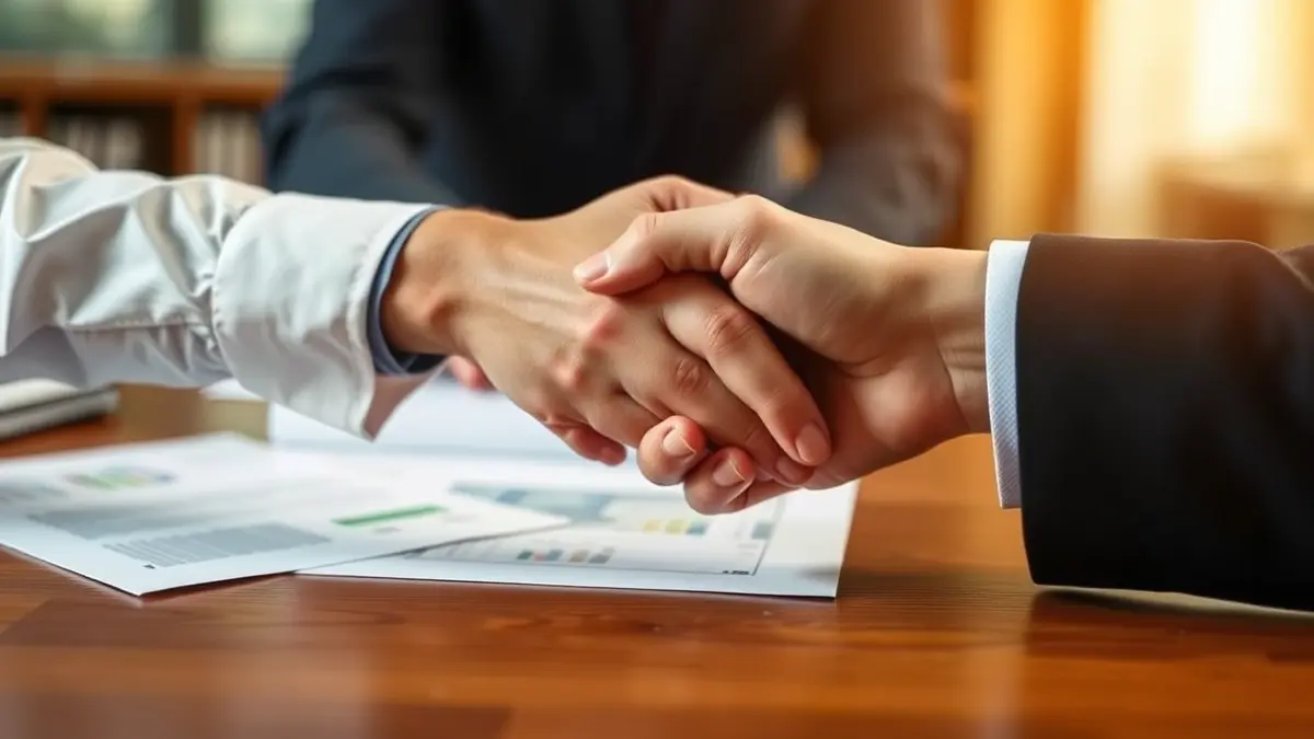 Imagen genérica de dos manos estrechándose sobre una mesa, simbolizando un acuerdo.