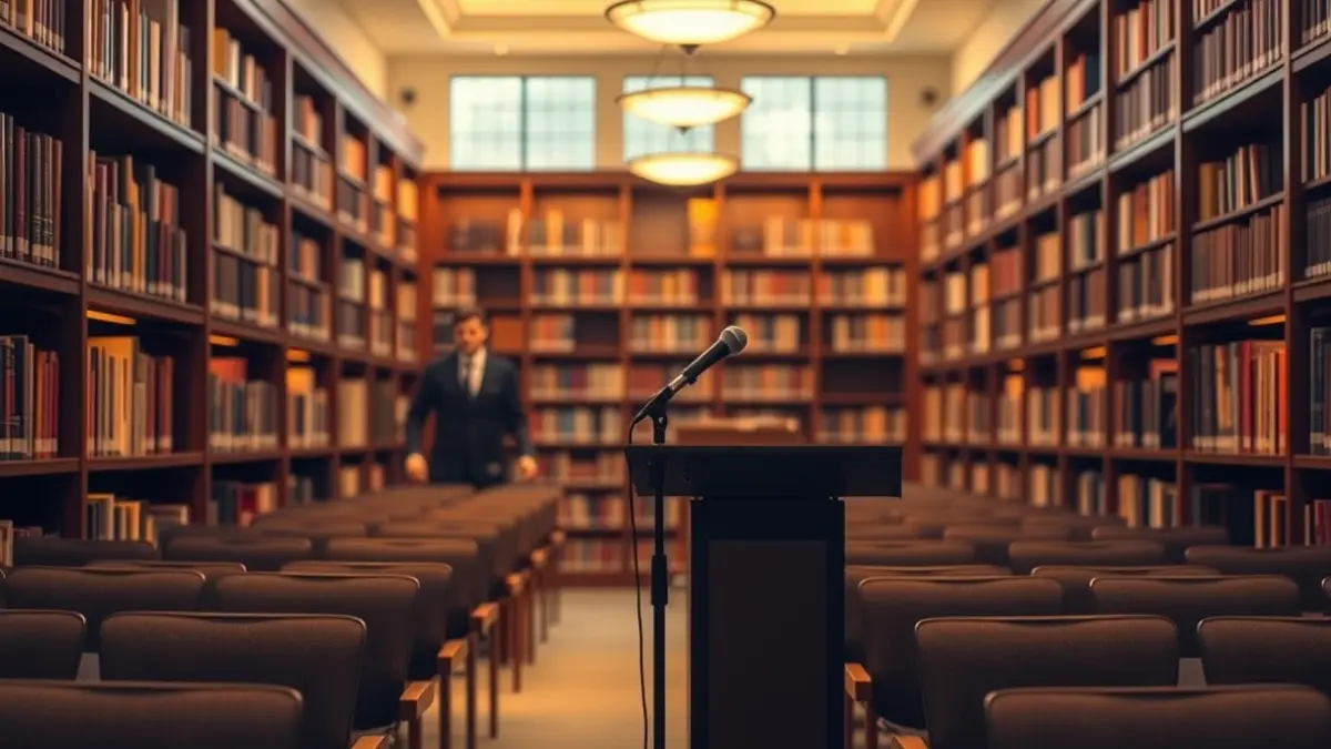 Imagen genérica de una sala de presentaciones o biblioteca.