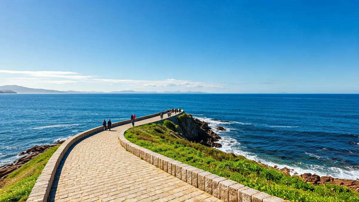Imaxe xenérica dun paseo marítimo na costa galega.
