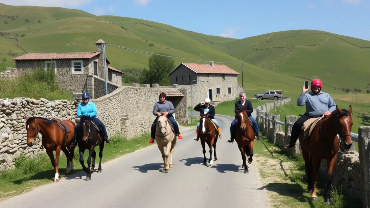 Imaxe de cabalos de Pura Raza Galega no Camiño de Santiago.