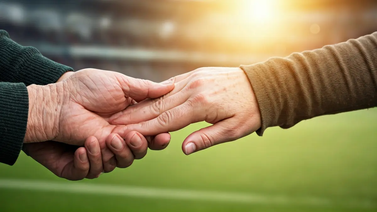 Imaxe xenérica de mans de persoas de diferentes xeracións unidas, simbolizando a conexión interxeracional.