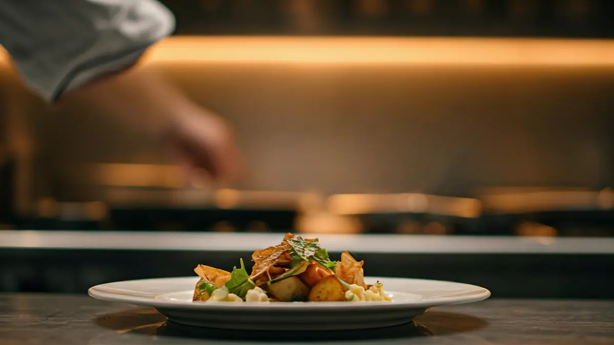 Imaxe xenérica dun chef cociñando un prato gourmet.
