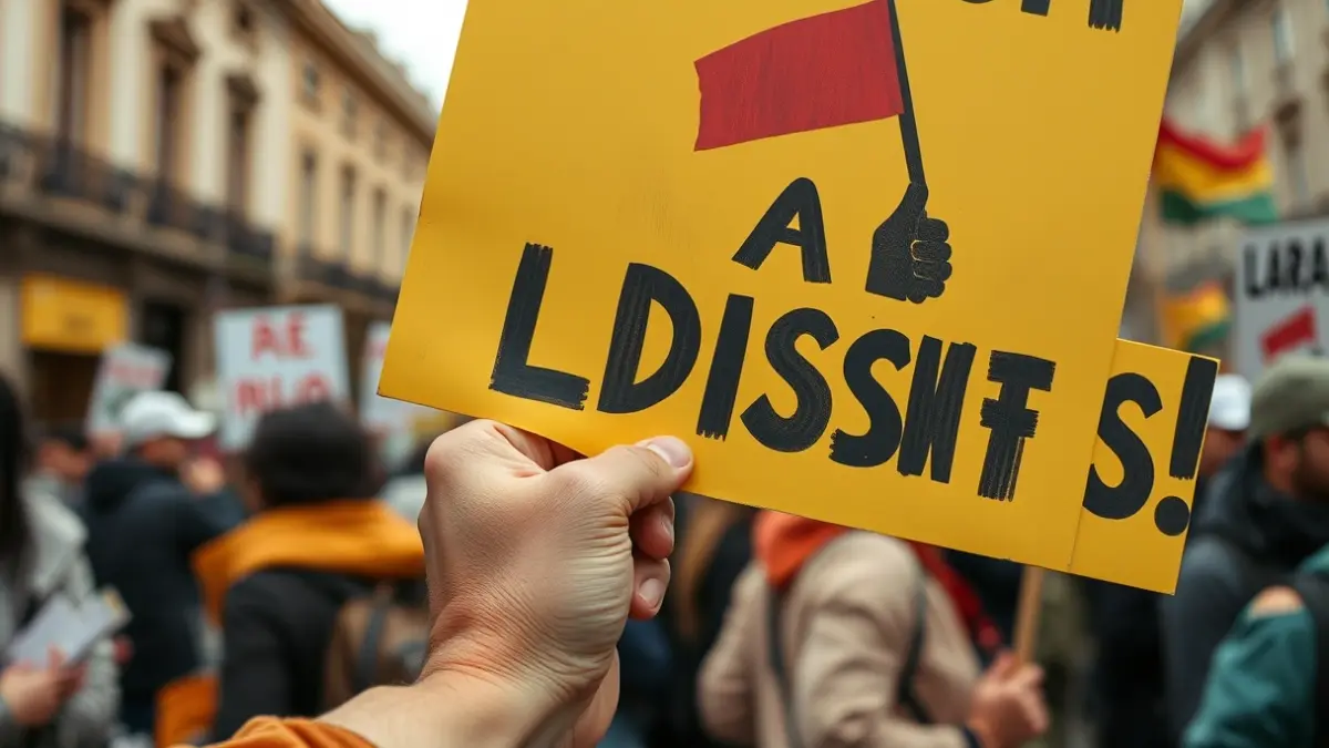 Imagen genérica de una mano sosteniendo un cartel de protesta durante una disputa laboral.