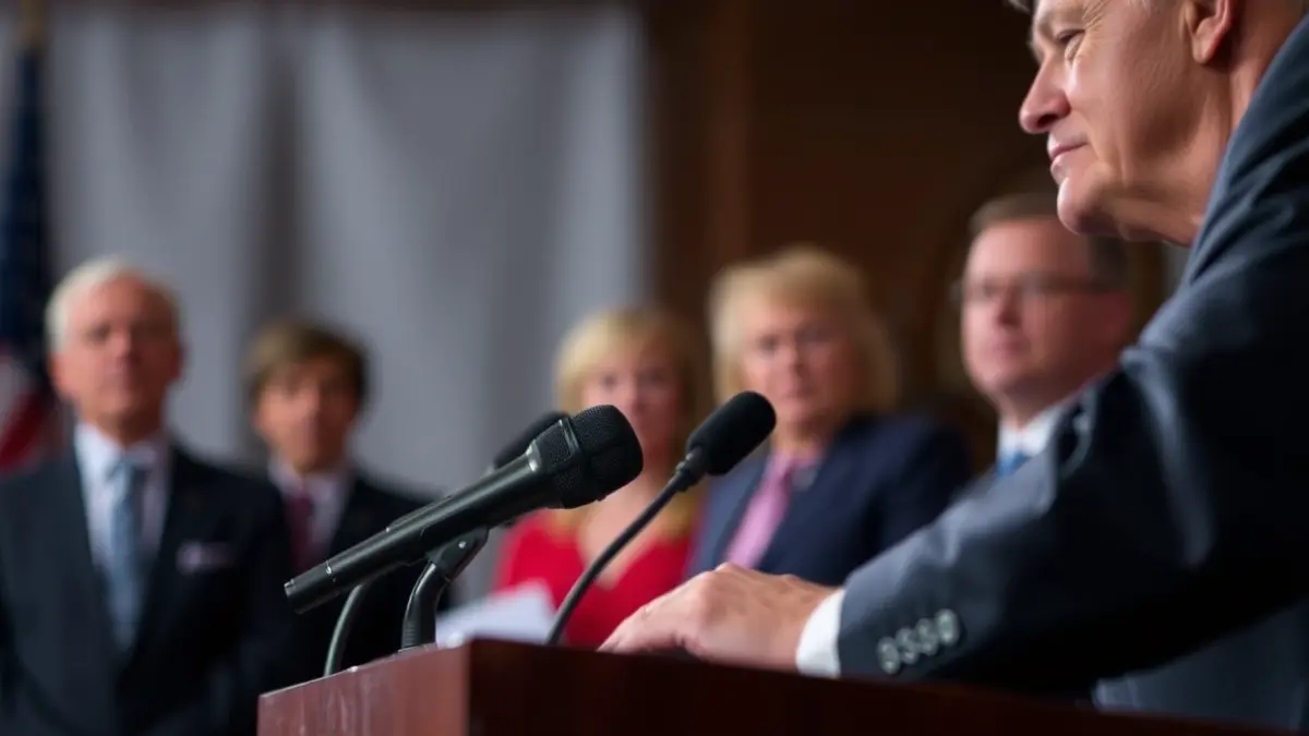 Imagen genérica de un micrófono en un podio, simbolizando un debate político.