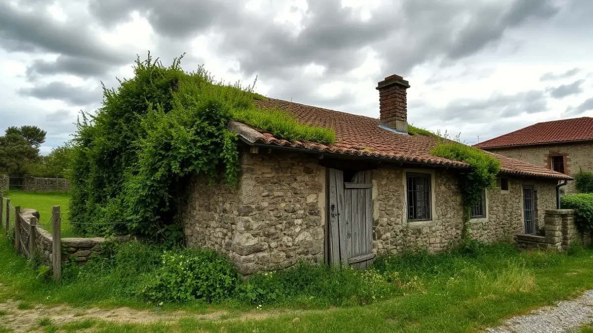 Imagen de una casa abandonada en una aldea gallega.