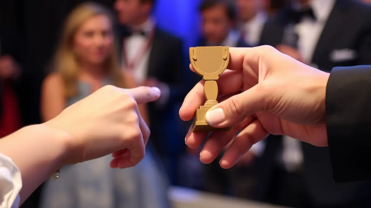 Imaxe xenérica dunhas mans sostendo un premio, simbolizando o recoñecemento á igualdade.