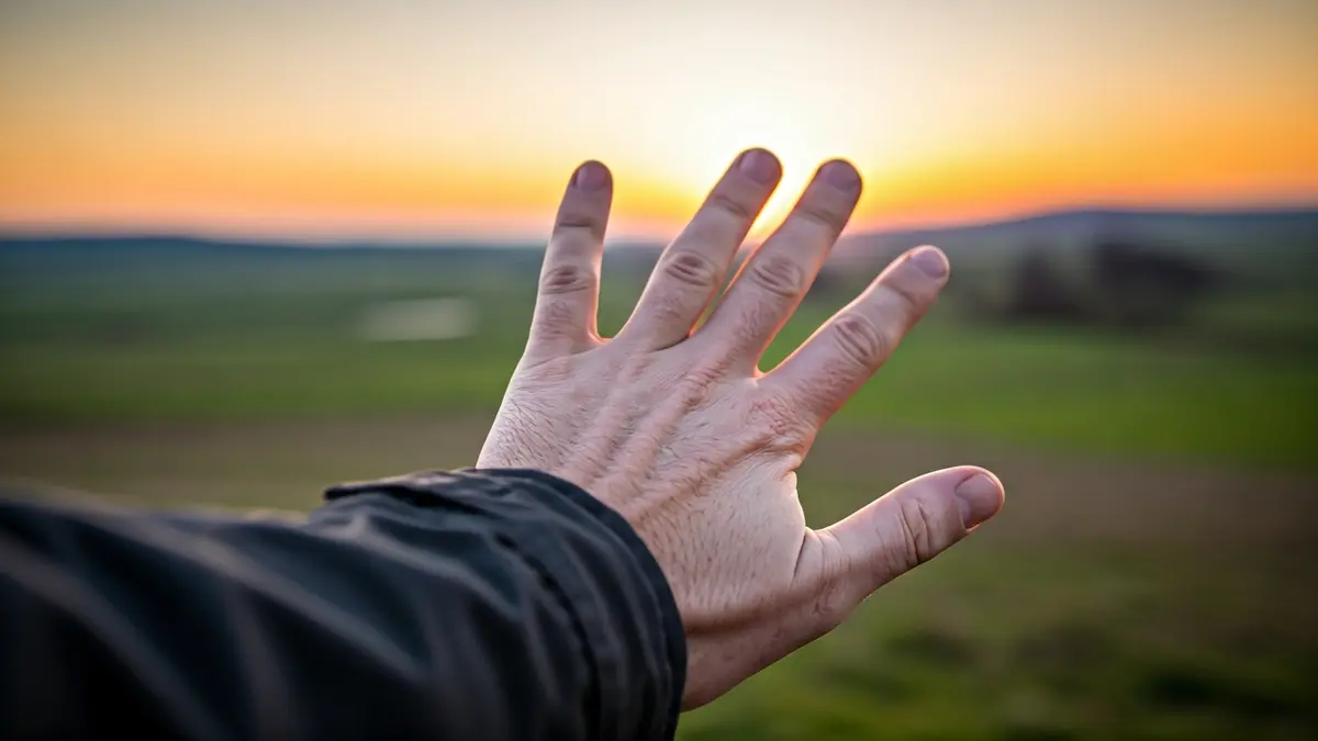 Imaxe dunha man integrada nunha paisaxe, simbolizando a conexión entre identidade e territorio.