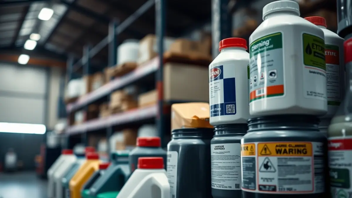 Imagen genérica de productos fitosanitarios almacenados en una nave.