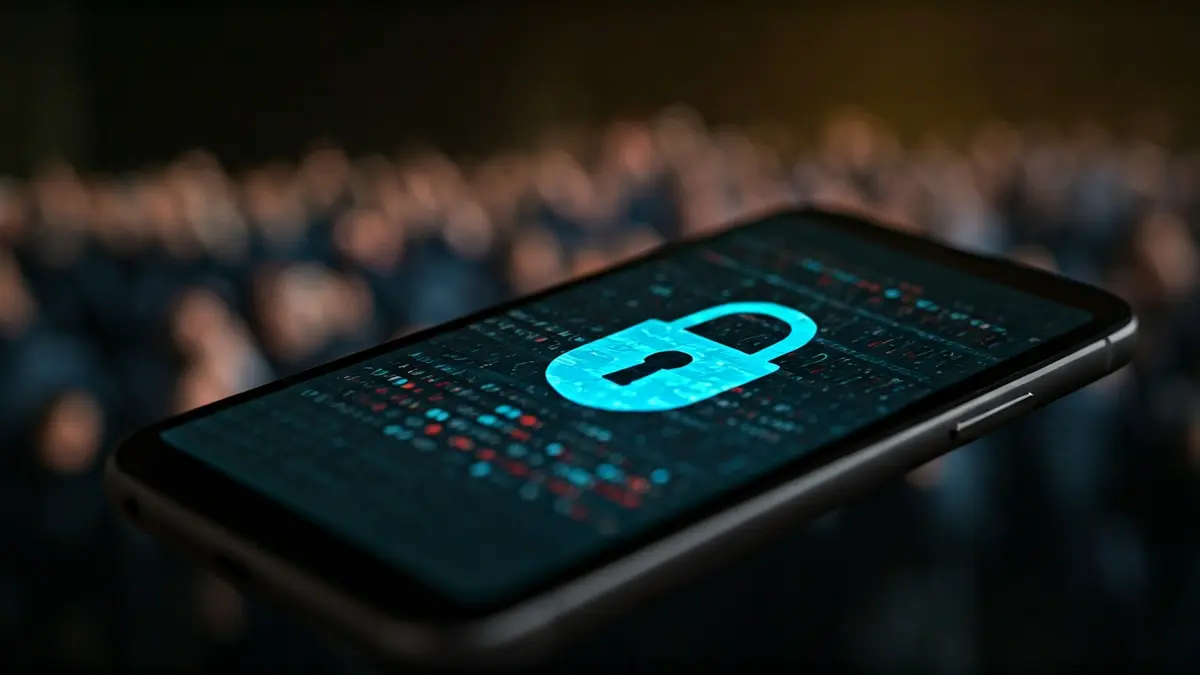 Imaxe xenérica dun teléfono móbil coa pantalla bloqueada, simbolizando o roubo de datos.