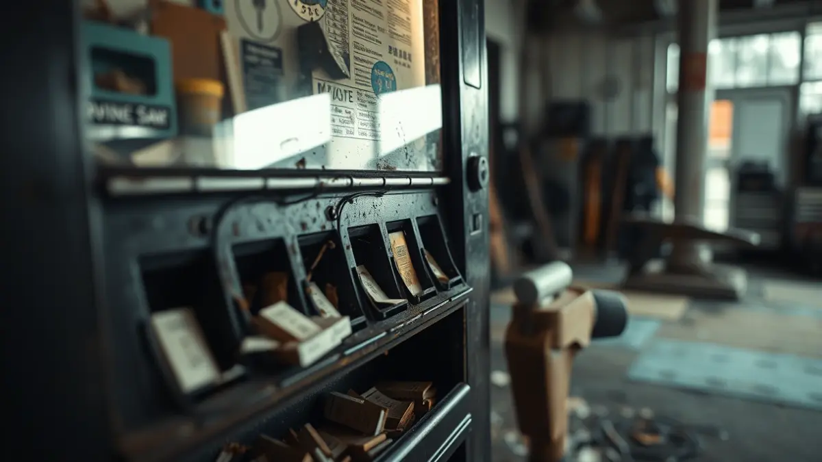 Imagen de una máquina expendedora de tabaco dañada tras un robo.