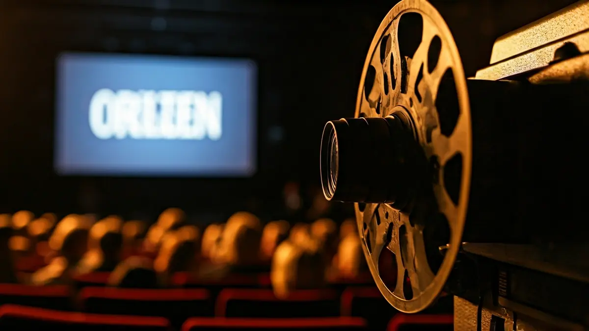 Imaxe xenérica dun proxector de cine nunha sala escura.