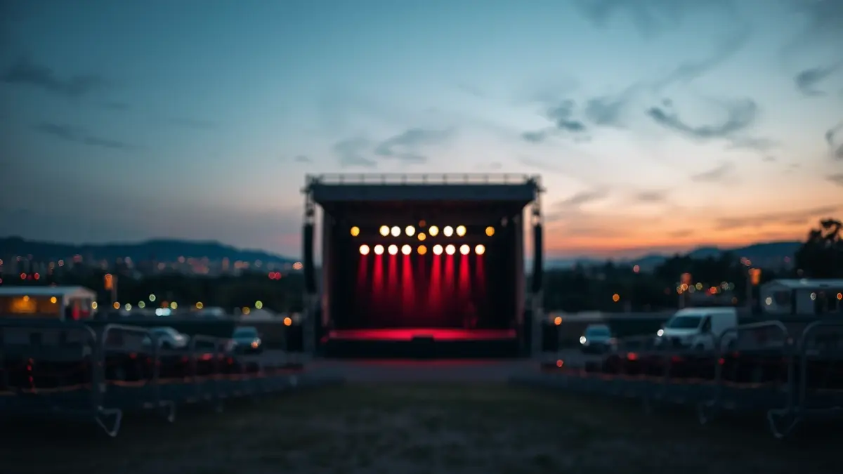 Imagen genérica de un espacio para conciertos al aire libre al anochecer.