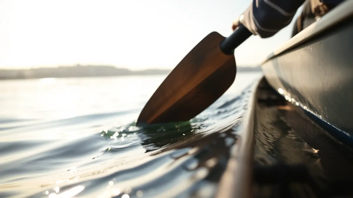 Imaxe xenérica dun remo cortando a auga nunha regata.