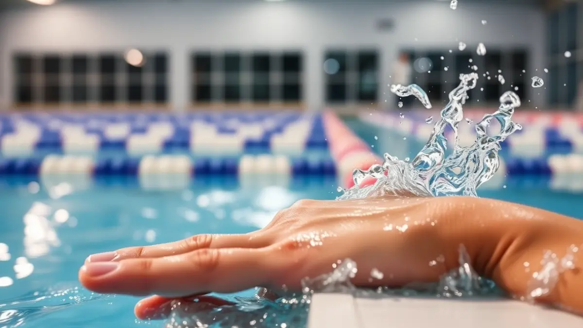 Imaxe xenérica dun nadador tocando o bordo da piscina.