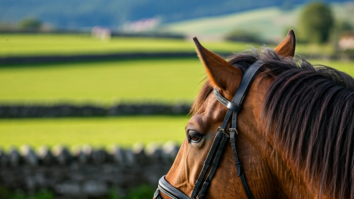 Imaxe dun cabalo nunha feira rural en Galicia.