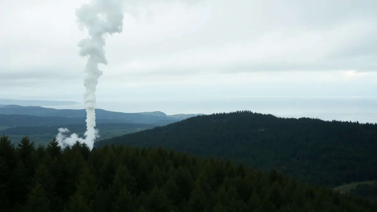 Imagen genérica de una columna de humo sobre un bosque.