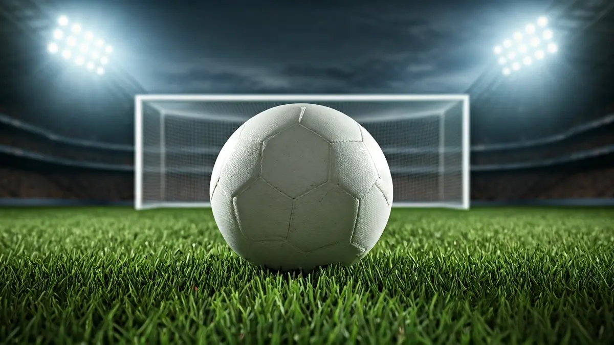 Imaxe xenérica dun balón de fútbol nun campo de herba.