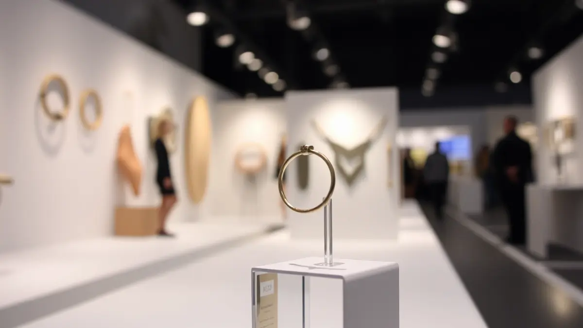 Imagen genérica de una joya sostenible en una exposición de diseño.