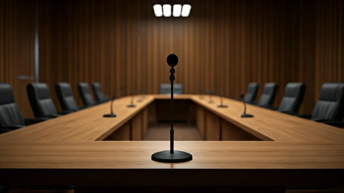 Imagen genérica de una sala de reuniones preparada para un evento político.