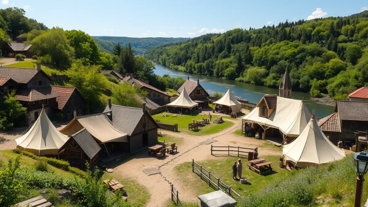 Imaxe dunha recreación histórica castrexa nunha vila galega.
