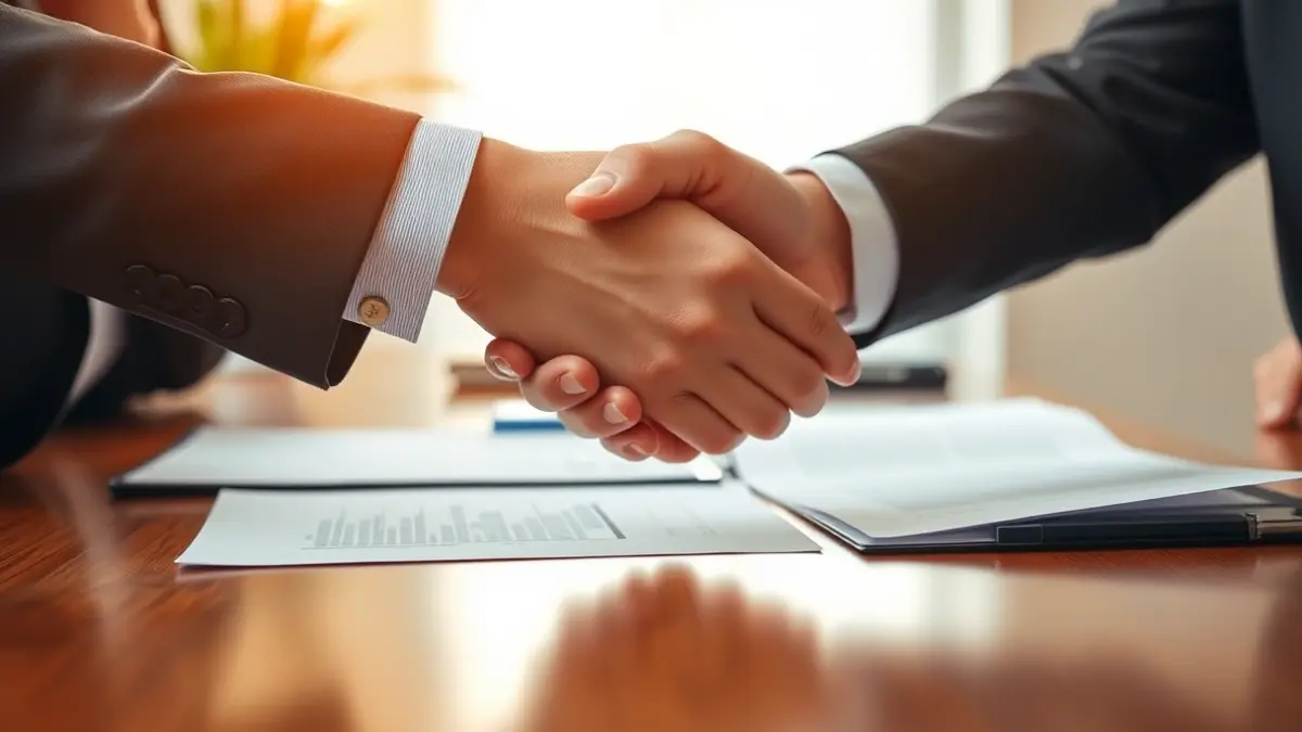 Imagen genérica de dos manos estrechándose sobre un escritorio, simbolizando una oferta de empleo.