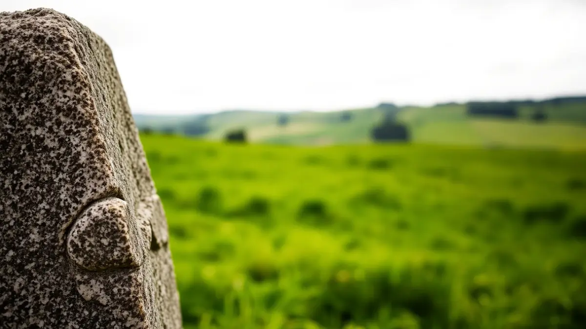 Imagen genérica de un microtopónimo, una piedra antigua en un campo gallego.