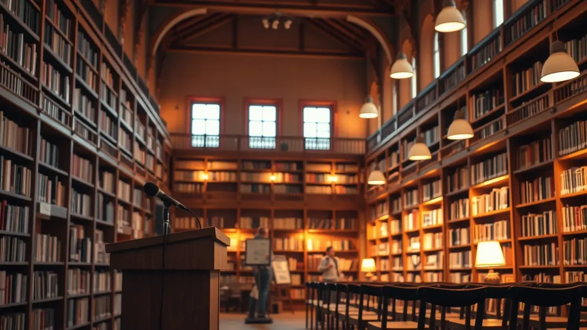 Imagen genérica de una sala de presentaciones literarias.