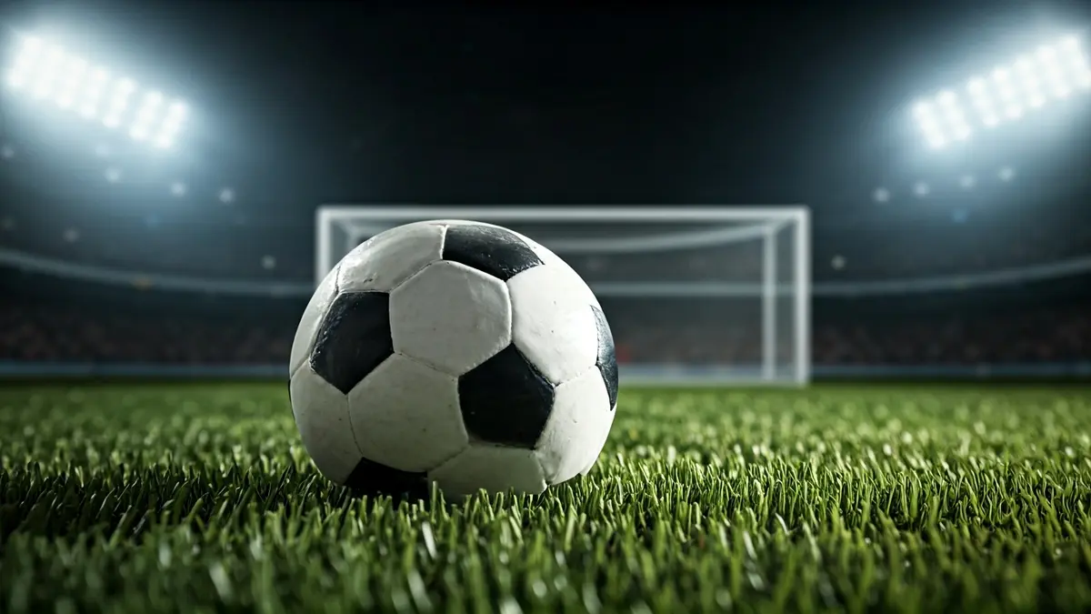 Imaxe xenérica dun balón de fútbol nun campo de herba.