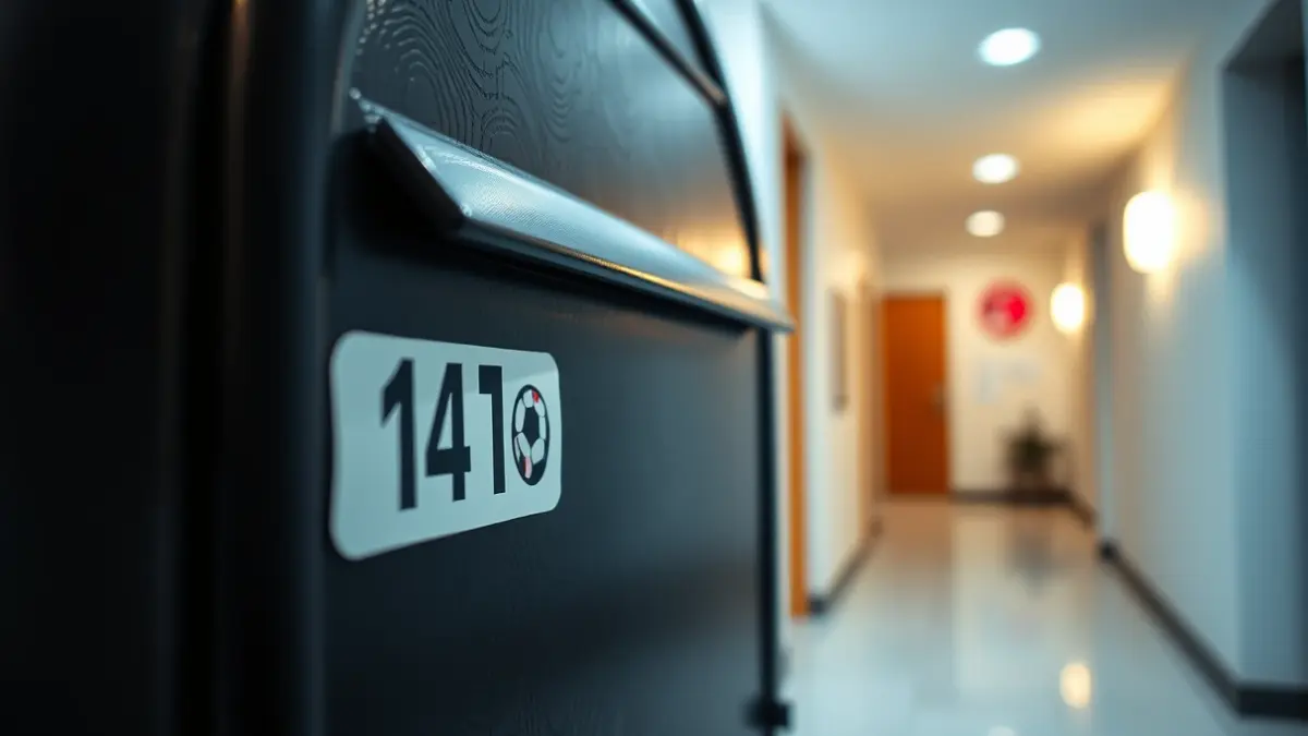 Imaxe dunha caixa de correos cun adhesivo de equipo de fútbol, simbolizando a conexión veciñal.