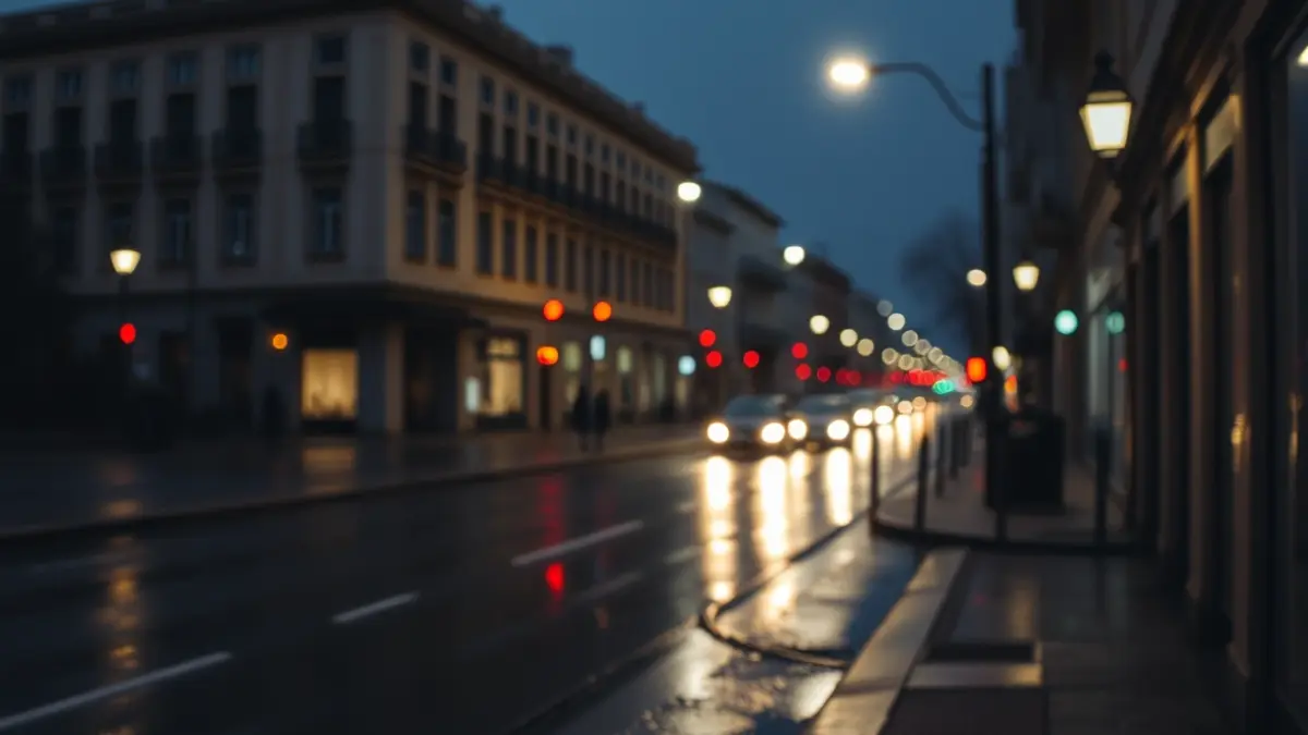 Imagen genérica de luces de emergencia reflejándose en una calle mojada.