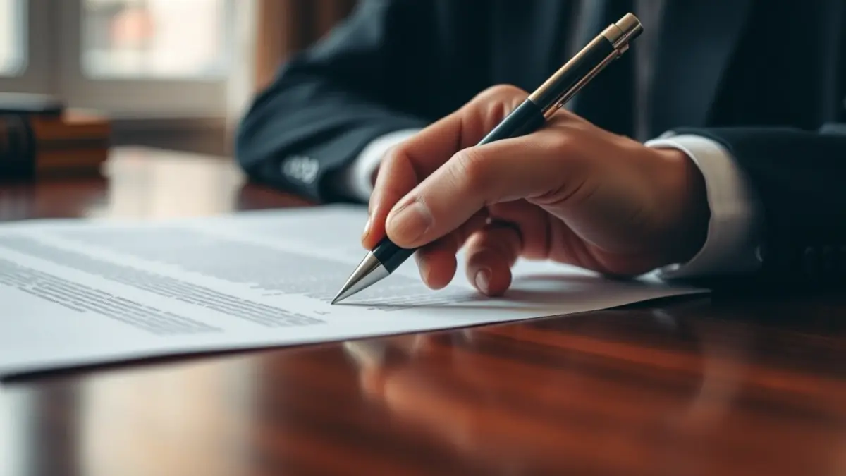 Imaxe xenérica dunha man cun bolígrafo sobre un documento, simbolizando un acordo político.