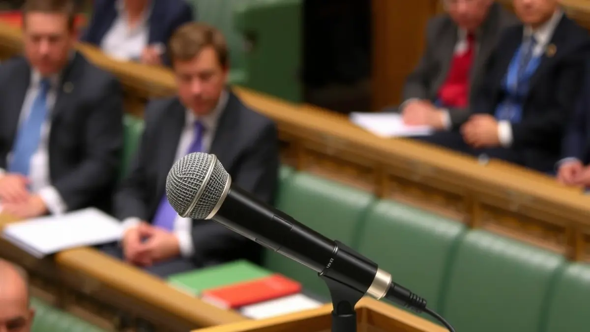 Imagen genérica de un micrófono en un podio parlamentario.