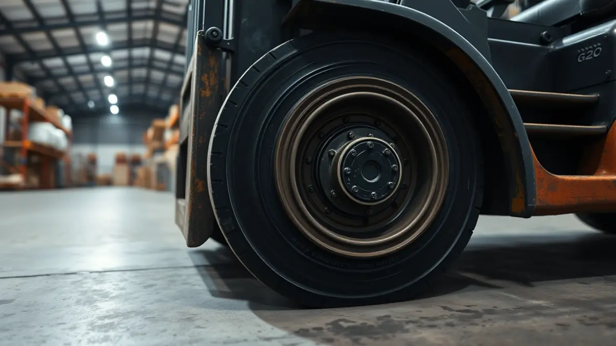 Imagen genérica de una rueda de carretilla elevadora industrial.