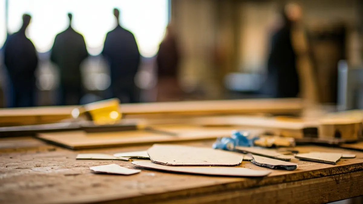 Imaxe xenérica de materiais reciclados nun obradoiro.