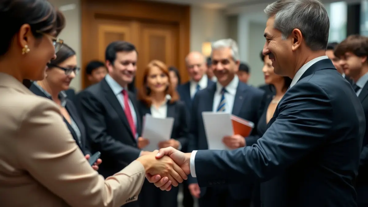 Imaxe xenérica dunha recepción diplomática nun consulado.