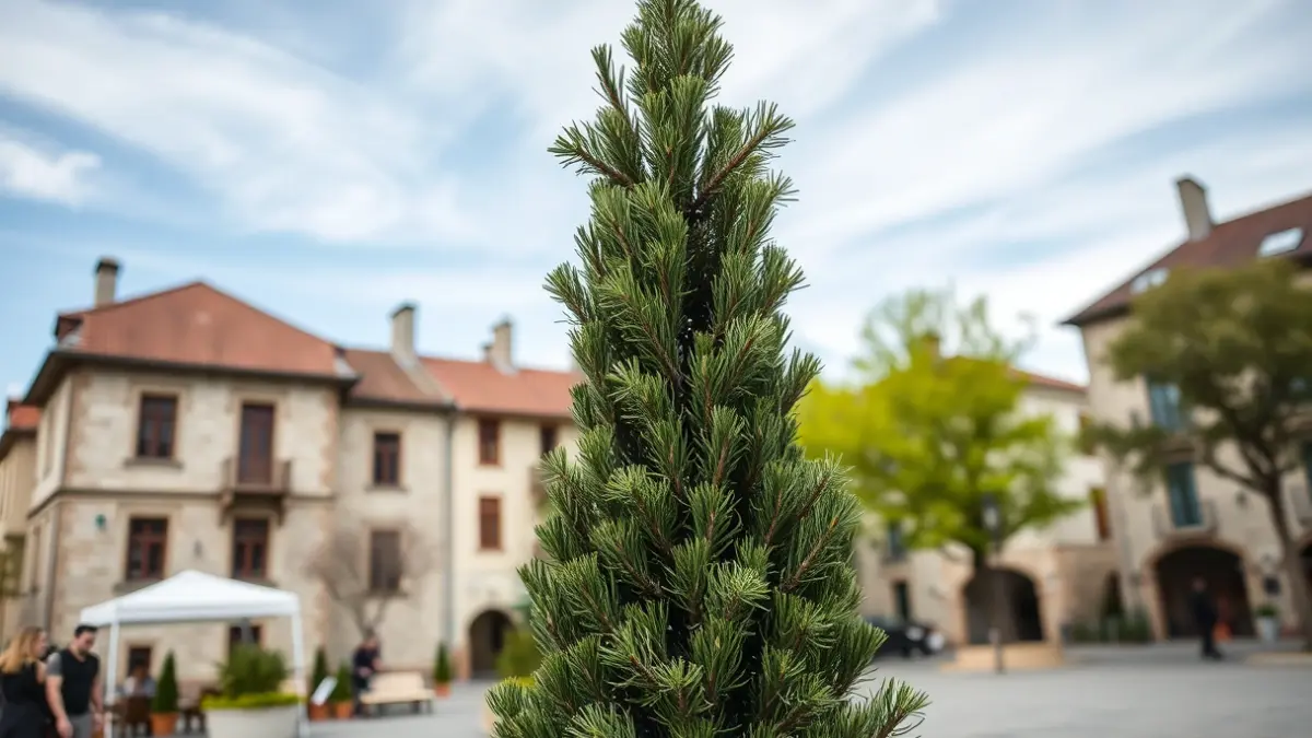 Imagen de la Festa do Santo Cristo en Laza, con el 'maio' siendo levantado.