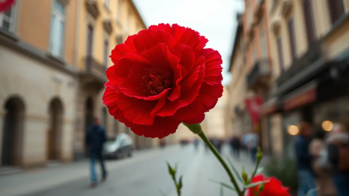 Imagen genérica de un clavel rojo, símbolo de la Revolución de los Claveles.