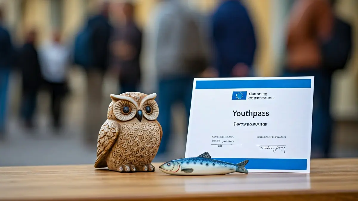 Certificados Youthpass e figuriñas de Sargadelos entregados a voluntarias europeas.