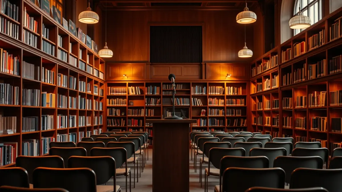 Imagen genérica de una librería o espacio de lectura con estantes llenos de libros y una atmósfera acogedora.