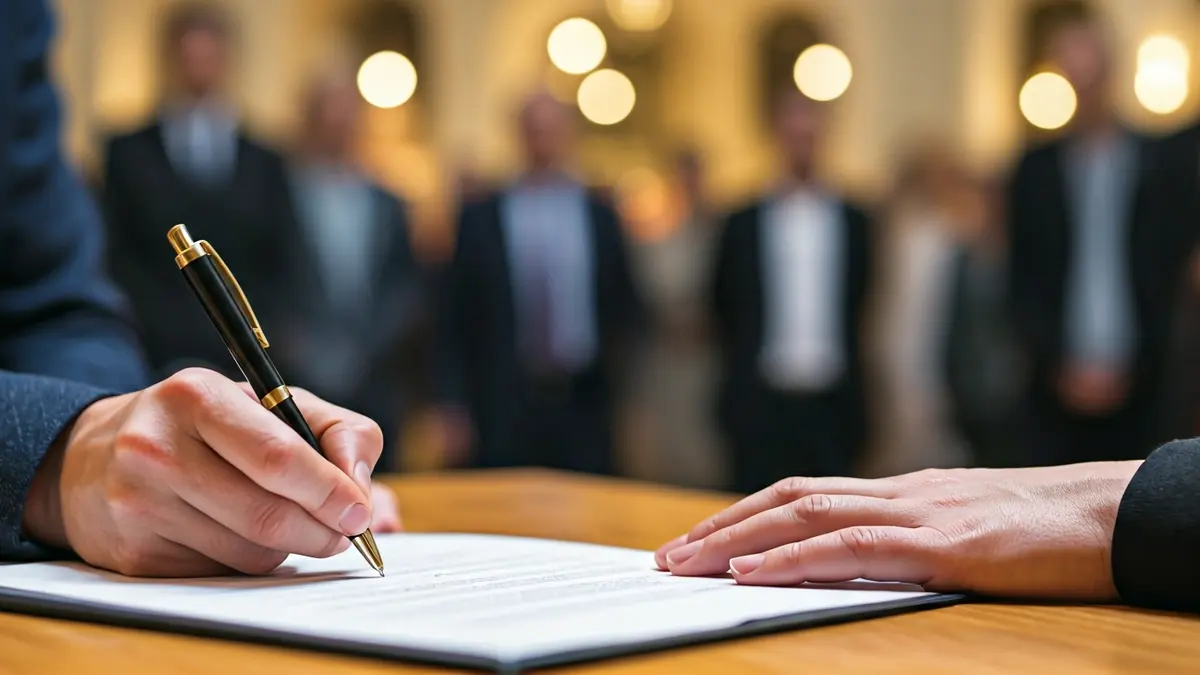 Imagen genérica de manos firmando un documento, representando la incorporación de nuevos miembros a una directiva.