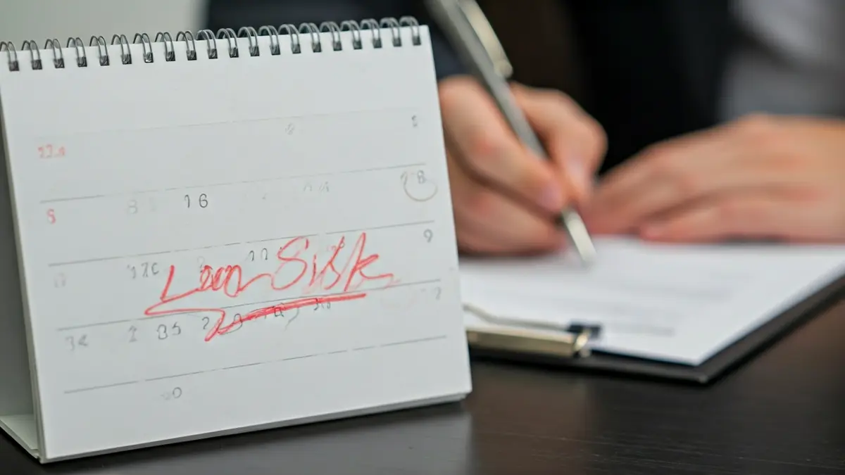 Imaxe xenérica dun calendario e documentos, simbolizando as baixas laborais.