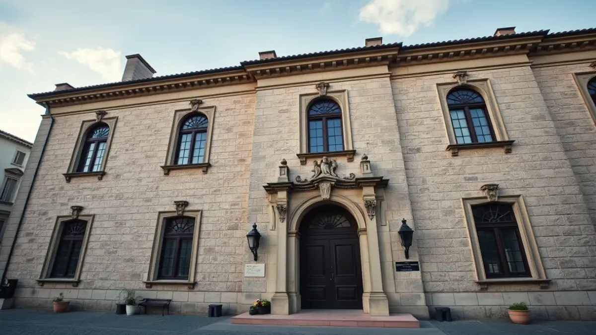 Fachada de un edificio institucional en Galicia.