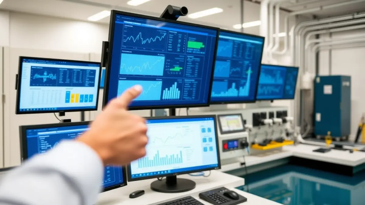 Imagen genérica de una sala de control de una planta de tratamiento de agua moderna.