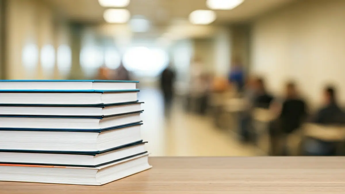 Imaxe xenérica de libros de texto médicos nunha mesa.