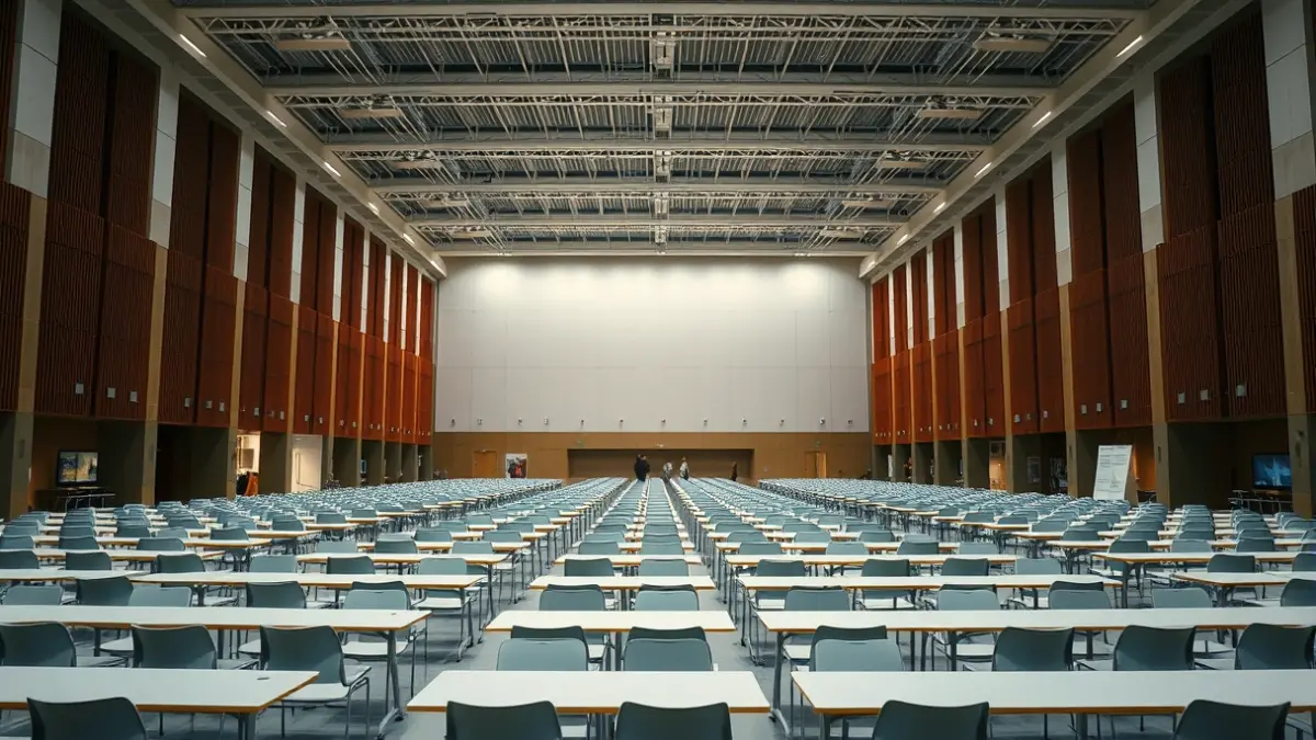 Imagen genérica de una sala de exámenes preparada para una convocatoria masiva.